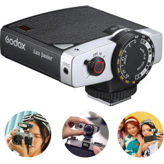 Ретро-вспышка Godox Lux Junior, 6000 K ± 200 K, фокусное расстояние 28 мм, режим A/M, 7 уровней мощности вспышки, накамерная вспышка для камер Canon Nikon Sony Fuji Olymp