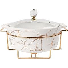 jinsongdafa Французский фарфор Terrine Set со стеклянной крышкой и подставкой, 2500 мл Блюдо для запекания Buffet Chafing Dish Блюдо для запекания для хранения 