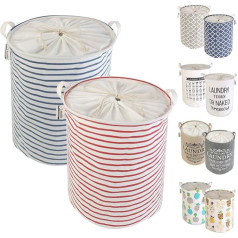 LessMo 2ST 17.7 дюймов Drawstring корзина для хранения белья сортировщик, складные всплывающие корзины для белья, водонепроницаемый круглый хлопок ль