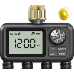 Компьютер для полива Xtsuen с 4 независимыми управляемыми выходами, часы полива с задержкой дождя/автоматическим и ручным режимом, большой эк