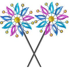 VeyFolzin.st 2 x Металлическая ветряная мельница для украшения сада с алмазным дизайном в разноцветных цветах, легко собрать скульптуру ветра с м