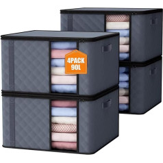 Auveir 4 мешка для хранения объемом 90 л, коробки для хранения с крышкой, большие коробки для хранения одежды, коробки для переезда, складные кор