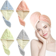 JSUSOU Полотенце для волос из микрофибры для девочек, быстро сохнет, тюрбан для волос с регулируемой кнопкой, полотенце для волос для женщин, м