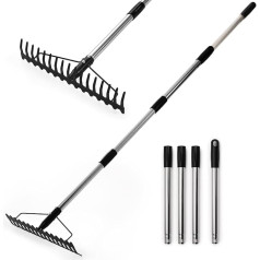 Warmiehomy Садовые грабли с регулируемой рукояткой из нержавеющей стали длиной 4 фута, садовые инструменты для разрыхления почвы, сбора листьев