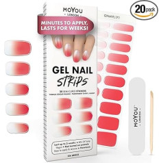 MOYOU LONDON Полуотверждаемые УФ-гелевые полоски - упаковка из 20 - Гелевая фольга для ногтей УФ-упрочнения для маникюра салонного качества - Морс