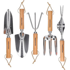 Набор садовых инструментов из 5 ручных инструментов с деревянной ручкой для посадки, копания, прополки, ручной совок, пересадочная машина, 