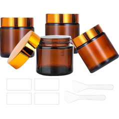 BEGIKET Янтарные банки с крышками 60 мл Пустые круглые стеклянные банки с внутренними вкладышами и золотыми крышками Косметический контейнер 