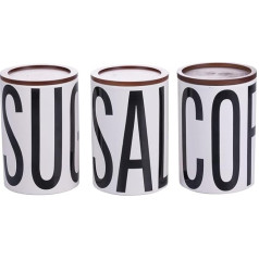 Villa d'Este Home Tivoli Bigismore Набор из 3 керамических стаканов для кофе соли сахара 750 мл бамбуковая крышка