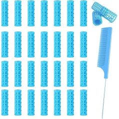 Ulifebetter 28 Stück selbstgreifende Lockenwickler, kleine Kunststoff-Lockenwickler, hitzefreie Lockenwickler mit Kamm, Salon-Friseur-Lockenwickler und DIY-Frisuren