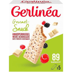 Gerlinéa - Снек Крусти Белый Шоколад Красные Фрукты - Хрустящая вафля для вкусного перекуса - Источник клетчатки - 5 батончиков Крусти - 90г