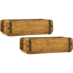 MC-Trend Pack of 2 Wooden Brick Shapes - Rustic Wooden Box for Planting - Reclaimed Wood Flower Box - Brick Shape with Metal Fittings - Each Piece is Unique - Wooden Goat Shape