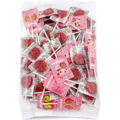 Caramelos Cerdán - леденцы-сердечки без сахара со вкусом вишни: твердые конфеты с палочкой без глютена и аллергенов: упаковка из 100 штук