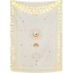 Yugarlibi Moon Star Tapestry Constellation Psychedelic Wall Hanging Wall Art Tapestries Home Decoration for Bedroom Living Room 204 x 150cm