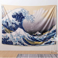 IcosaMro Большая волна гобелен для спальни 60x84 дюймов большой декор стены с подол края океан стены одеяло колледж общежитие Большая волна Кана