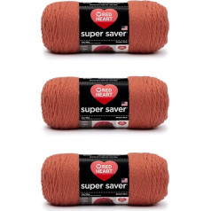 Red Heart Super Saver Knitting Crochet Yarn 3 Pack 7oz Acrylic #4 Medium (Worsted) - 364 Yards Coral