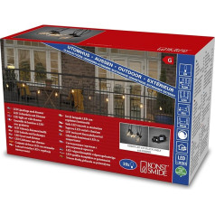 Konstsmide 2378-800, Светодиодная цепь освещения пивного сада, прозрачная/наружная (IP44) / 10 прозрачных лампочек / 80 янтарных диодов / черный кабель