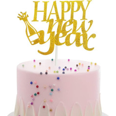 GotGala Happy New Year Cake Toppers 2022 New Year's Eve Hello 2022 Cheers to 2022 New Year Cake Topper for New Year Winter Festive Holidays Christmas Party Decorations