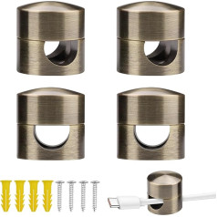 Yitexin 4 Stück Aluminium Kabelhalter für Schreibtische mit Metallspreizdübel, Verstellbar Ladekabel Halterung für Nachttische, Metall Kabelclips Kabelorganizer für Wand Home Büro (Bronze)