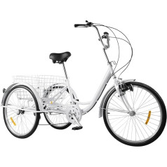 24-дюймовый 6-скоростной трехколесный велосипед для взрослых, 3-колесный велосипед-круизер, грузовой велосипед, трехколесный велосипед для 