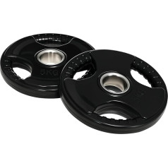 SPORTNOW Комплект из 2 прорезиненных олимпийских дисков Tri-Grip с напольными весовыми пластинами с отверстием 5 см и тремя ручками для поднятия тя