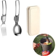 YIHECWY Кемпинг столовые приборы набор из нержавеющей стали многоразовые портативный путешествия посуда складной столовые приборы аксессуа