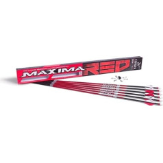 Carbon Express OUZIGRT Maxima Red Fletched Carbon Arrows with Dynamic Spine Control and Blazer Vanes, Pack of 6