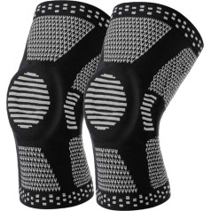 2 Pack Professional Knee Brace, Knee Compression Sleeve to Support Knee Pain, Knee Sleeves with Silicone Gel Spring Support, Pain Relief, Blue-M (Black XL)