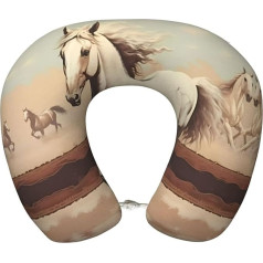 WZYCWB Prancing White Horse Memory Foam U-Shaped Travel Pillow, Camping, Home, Office, Driving, Headrest, Leisure, Travelling, Neck Pillow,