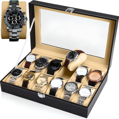 Retoo Шкатулка-органайзер для часов или украшений с 12 отделениями - черный