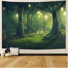 Гобелен BCughia 350 x 256 см, натуральный лес настенный висит дерево ночь зеленый гобелен настенные полотенца для гостиной спальни декор стены