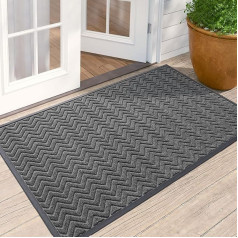 Дверной коврик DEXI Heavy Duty Dirt and Fade Resistant Low Profile Non Slip Front Door Mats Easy Clean 90x150cm Chevron Dark Grey