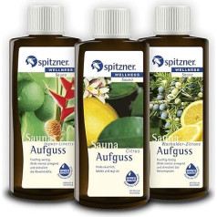 Spitzner Набор настоев для сауны в подарочной коробке Путешествие в творчество: Имбирь-лайм, цитрусовые и можжевельник-лимон (3 x 190 мл)