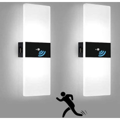 Комплект из 2 настенных светильников, 2,8 Вт светодиодный настенный светильник с датчиком движения, аккумулятор 4000 мАч, USB перезаряжаемый, ак