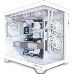 MUSETEX PC Case ATX, 360 мм поддержка колес, Type C Gaming PC Case, 270° полный обзор закаленное стекло Mid Tower PC Case, 3 не светодиодных вентилятора предустановлены, P