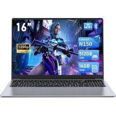 FUNYET 16-дюймовый ноутбук, ноутбук с процессором N150 (до 3,4 ГГц), 16 ГБ RAM 512 ГБ SSD, Win 11 Laptop, 1920 x 1200 FHD ноутбуки, компьютер с подсветкой клавиатуры, акк