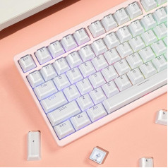 mintcaps Keycaps - Crystal Jelly White Keycaps Translucent Custom Keyboard Keycap OEM Profile Cute Key Caps for 60%/80%100% Cherry Gateron MX Mechanical (104keys)