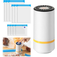 Портативный вакуумный герметик для продуктов питания, USB зарядка с 10 многоразовыми вакуумными герметизирующими мешками, компактный и порт