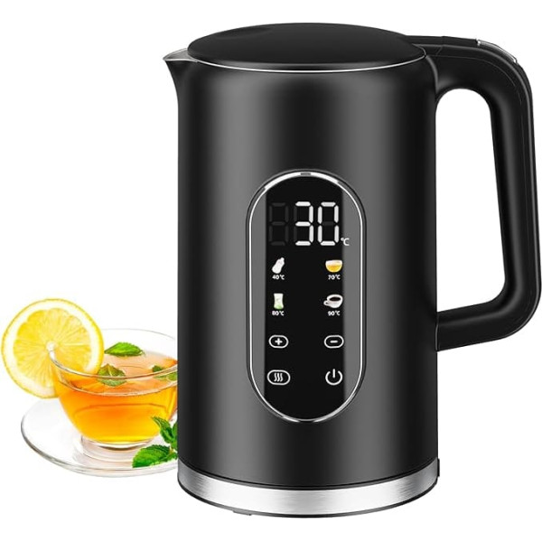 Электрический чайник из нержавеющей стали с регулировкой температуры и светодиодным дисплеем, 40°-100°C, 1,7 л, 2000 Вт для приготовления чая, коф
