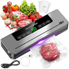 Вакуумный запайщик для продуктов, 6 в 1 Многофункциональный вакуумный запайщик для продуктов, цифровой светодиодный дисплей, сохранение св