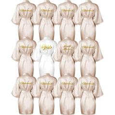 Jecery Pack of 12 Bridal Shower Robes Bridesmaid Robes Kimono Robe with Gold Glitter for Bridal Shower Women Wedding Party