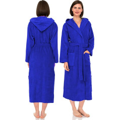 NAUSHA.HOME Luxuriöser Bademantel mit Kapuze, für Herren und Damen, 100% Baumwolle, Frottee, Schalkragen, perfekt für Hotel und Spa, weicher und stilvoller Bademantel, königsblau, M