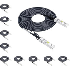10Gtek [10 Pack 10G SFP+ DAC Cable 0.5-Meter(1.6ft) - 10GBASE-CU Passive Direct Attach Copper Twinax SFP Cable for Cisco SFP-H10GB-CU0.5M, Netgear, D-Link, Mikrotik, ZTE and More