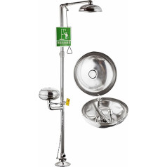 ZGYOZMNG Augenspülstation für Notfälle aus Edelstahl mit kombinierter Dusche, Augenspülstation mit Standmontage, Augenspüleinheit für den industriellen, gewerblichen und Laborgebrauch (Gelb) (Silber)