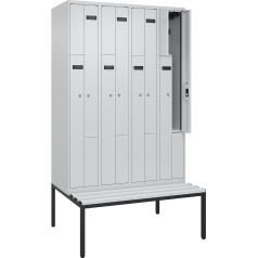 kaiserkraft | Z-Spind Evolo Plus Sitzbank | 4 Abteile | lichtgrau/lichtgrau | B 1200 мм | Zylinderschloss | mit untergebauter Sitzbank | Kunststoff
