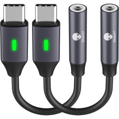 Адаптер для наушников USB C, Stouchi USB-C to Jack Audio Adapter, USB Type C to 3.5 mm Adapter, HiFi DAC Chip with LED Light for Samsung Galaxy S22/S21, Pad Pro 2018-2021, Pad Air 2020 - 2022. Pad Mini 6, Pixel 6