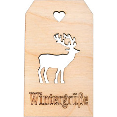 Rayher 63050505 Деревянная подвеска Зимние поздравления 4,8 x 8,2 см натуральное дерево тег подарок тег деревянный рождественское украшение