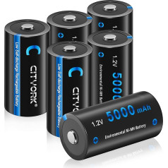 Аккумуляторные батареи CITYORK 5000mAh 1.2V NI-MH C Cell, высокая емкость, идеально подходят для ежедневного использования и бизнеса, включает батарейны