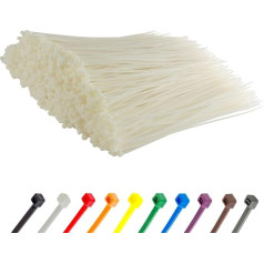 Кабельные стяжки Gocableties, 1000 штук, белый/натуральный, прозрачный, 300 мм x 3,6 мм, прочность на разрыв 18,2 кг, устойчивость к ультрафиолету