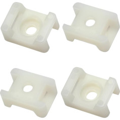 TERF® Kabelbinder mit Schraubbefestigung, Kabelbinder bis zu 5 mm breit, 4 mm (M4) Schraubenloch, Sattelhalterung, Kabelbinderbefestigungen für Zuhause, Büro, Werkstatt, Lager, Heimwerker, Weiß, 100