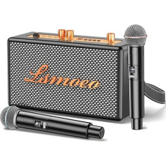 Портативная система караоке с 2 беспроводными микрофонами для взрослых и детей, Bluetooth динамик, поддержка четырехканального микрофона для д